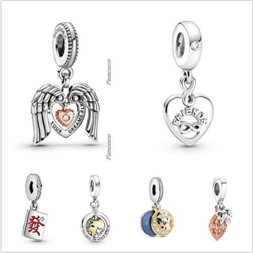 Authentic 925 Sterling Silver Spinning World Dangle Charm Beads Fit Women Pandora Bracelet & Necklace Jewelry