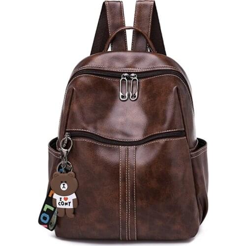 Casual Back Pack Bags PU Leather Backpack Women School Bags For Teenagers Girls Luxury Small Backpacks Feminine Mochila 2021 New