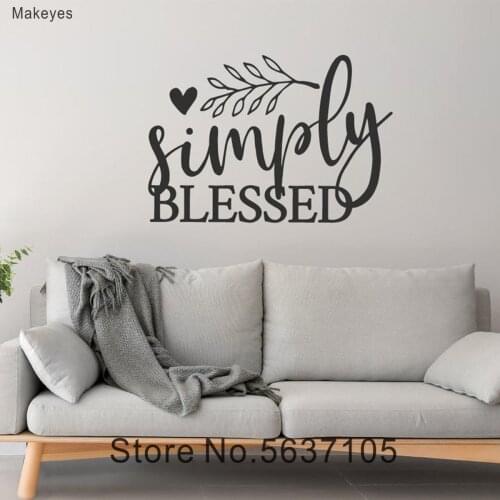Makeyes Simply Blessed Wall Decals Home Livingroom Wall Sticker Art Quotes Wall Stickers Vinyl Design Simply Blessed Warm Q074