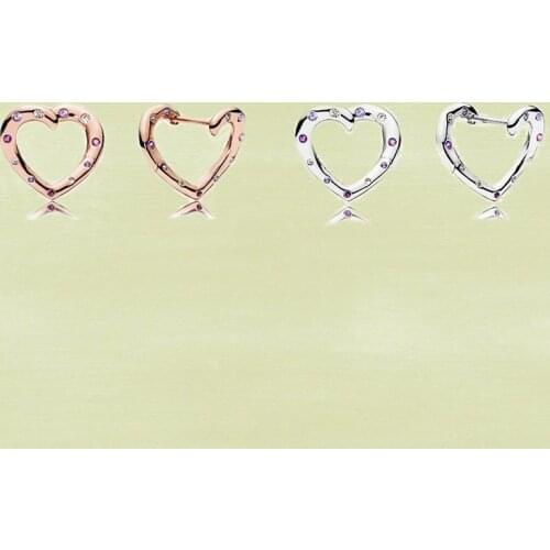 2020 New S925 Silver, Rose Gold Bright Heart-shaped Stud Earrings, High-quality Jewelry For Women As Romantic Jewelry Gifts