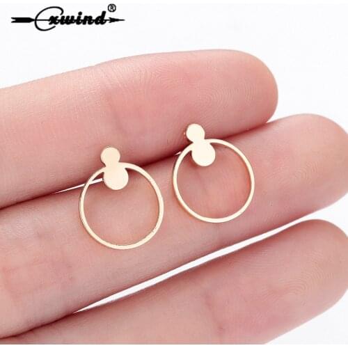 Cxwind Push Infinity Round Stud Earrings Geometric Hollow Karma Circle Fashion Earring Jewelry for Women boucle d'oreille femme