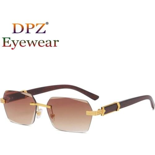 2021 New Fashion Luxury Wood Style Lrregular Square Sunglasses Men Women Vintage Brand Design Sun Glasses UV400 Oculos De Sol