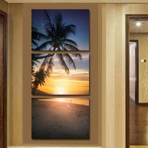 Modern palm leaf Wall art pictures olive tree sunset art canvas poster and printed canvas living room decoration paintingl