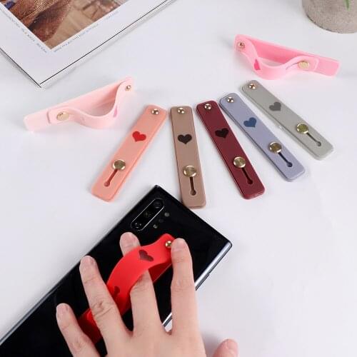 Universal Colorful Silicone Phone Holder Finger Ring Push Pull Grip Stand Heart Bracket Phone Sticker Band Strap Phone Accessory