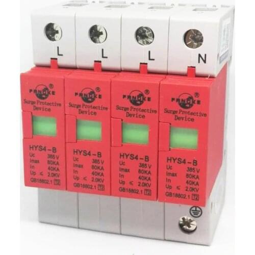 SPD 40KA-80KA 4P 3P+N surge arrester protection device electric house surge protector B ~385V AC