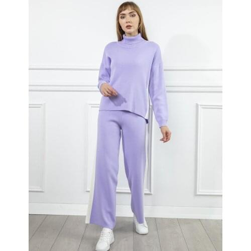 Womens Knitwear Oversized Turtleneck Sweater 2 Pieces Set Autumn Winter