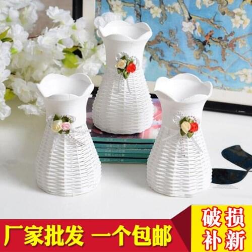 1pcs Simple Modern Plastic Flower Baskets Artificial Rattan Vase Home Flower Arrangement Flower Holder Hipster Home Decorations