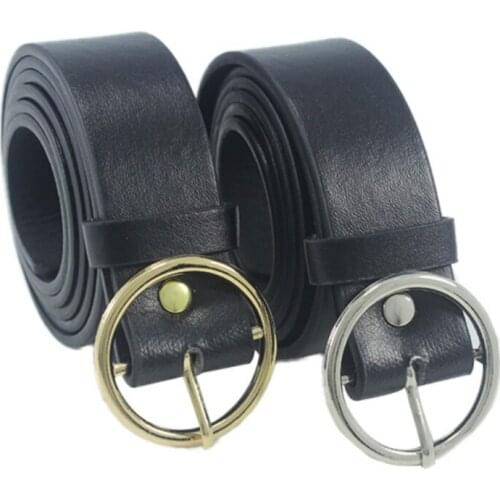 2020 New PU Leather Women Belt Circular Buckle Pin Buckle Jeans Black Belt Female Chic Luxury Fashion Leisure Dress Waist Belt