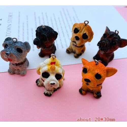 6pcs Hot 3D Miniature Dog Charm Kawaii Animal Pendant for Jewelry Keychain, Jewelry Earring, Scrapbooking, DIY Making, Necklace