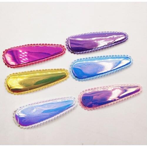 60pcs/lot 6cm shiny Pu felt padded applique snap clip cover for bb hair clip accessories