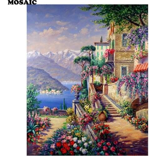 House landscape Diy Photo Custom 5d Diamond Painting,Full square Resin Rhinestone Embroidery Mosaic Pattern Wall Stickers