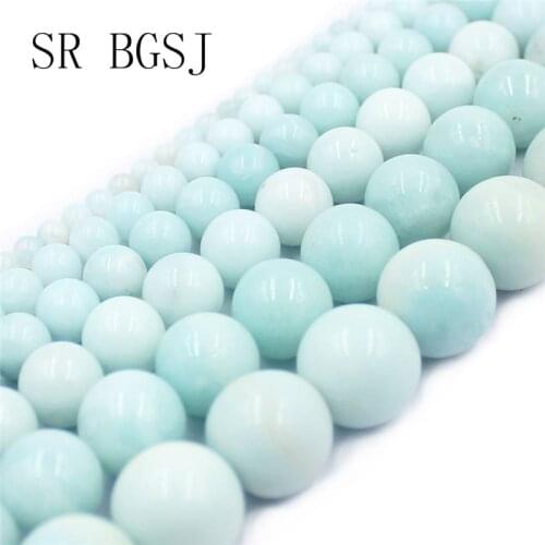 Free Shipping 4mm-14mm Pure Amazonite Gems Loose Natural Round Stone Beads DIY Beads String 15"