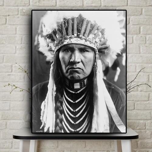 Black and White Painting Poster Decor Native Indian Figure Canvas Painting Posters and Prints Scandinavian Wall Art Picture