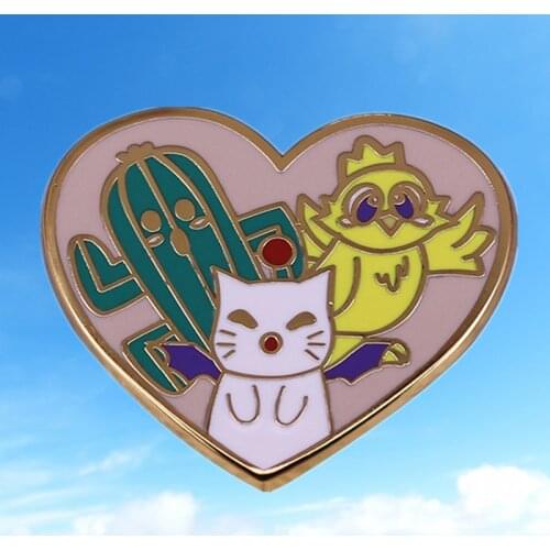 Chocobo Cactuar Moogle Final Fantasy Creature Enamel Pin Summon Monster RPG video game Cute Animal Brooch Player Gifts