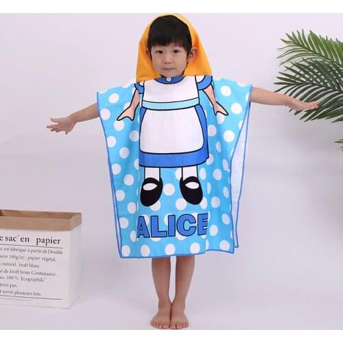 Princess Dinosaur Kids Hooded Bath Towel Microfiber Boys Girls Beach Towels Super Absorbent Cartoon Child Sunscreen Beach Shawel