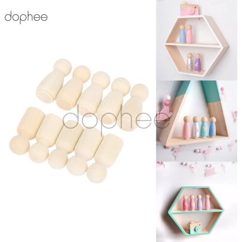 Dophee 100pcs 35mm Men Women Wooden Peg Dolls Unpainted Figures Wedding Cake Family Hard Wood Dolls Kids Printed DIY Crafts