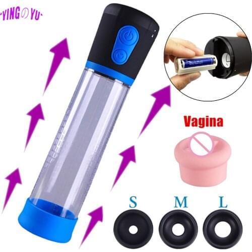 Electric Shocker Vacuum Penis Pump Vibrator Enlargerment Automatic Penis Enlargement Cock Extender Dildo Sex Toys For Men Adult