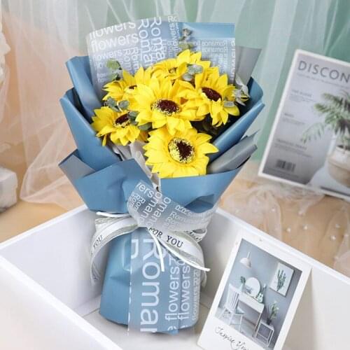 Sunflower Soap Fake Flowers Gift Box Artificial Decor Mariage Bouquet Crafts Handicraft Ornaments For Living Room Flores Secas