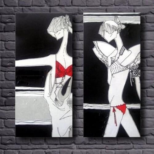 Hand Painted Sexy Girl Oil Painting Abstract Figure Pictures on Canvas Unframed Art for Wall Decoration Stretched On Wooden