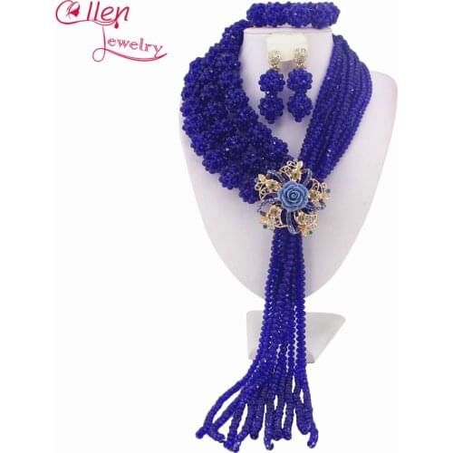 Best 2017 African Beads Jewelry Set Nigerian Wedding Party African Champagne Jewelry Sets Crystal Beads Jewelry Sets W10249