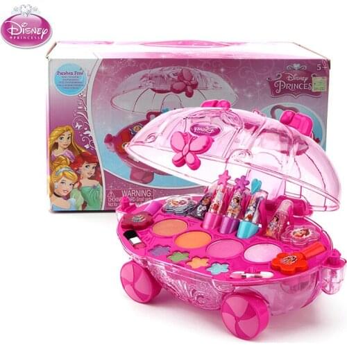 Disney Princess girls Makeup car with gift box Cosmetics House Eyeshadow Toy pretend play cosmetic set for kids gift