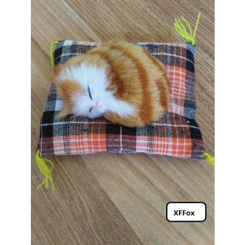 Mini real life yellow cat model plastic&furs cute sleeping cat doll gift about 10cm xf1183