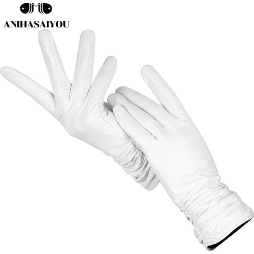 Fashion comfort White gloves high-end sheepskin leather gloves winter cold and warm white gloves for women -2081 White