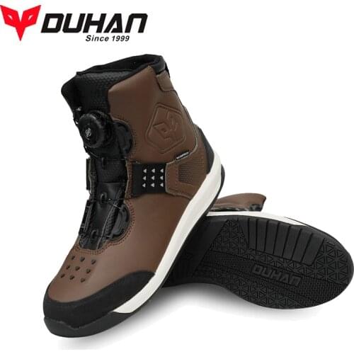 Winter Men Black Brown motorcycle boots knight waterproof motocross mid-calf motorbike DUHAN shoes size 40-41-42-43-44-45