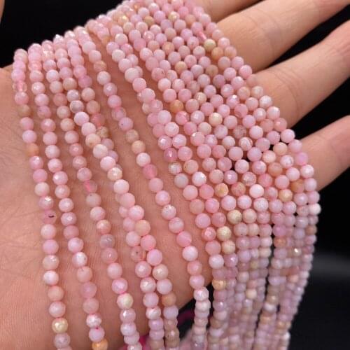 Natural Gemstone small faceted beads Pink Opal Loose Spacer Beads for Handmade Crafts Bracelet Necklace Jewelry Making
