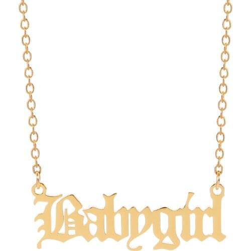 2020 New Fashion Jewelry Gold Color Babygirl Letter Necklace Stainless Steel Name Pendants Lovely Gift for the Girl Friend