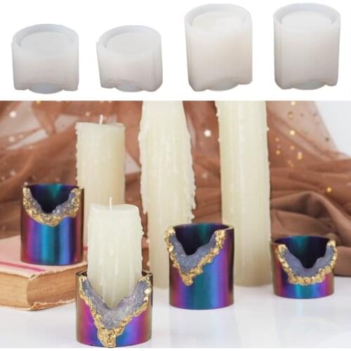 Newest 4Pcs Candle Holder Base Crystal Cluster Cup Silicone Mould for Diy Cluster Stone Candlestick Resin Mold Art Decoretion