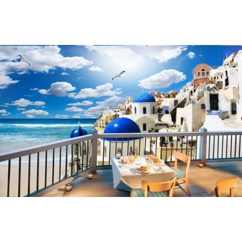 Custom landscape wallpaper, 3d Aegean Sea landscape for living room bedroom TV background wall waterproof papel de parede