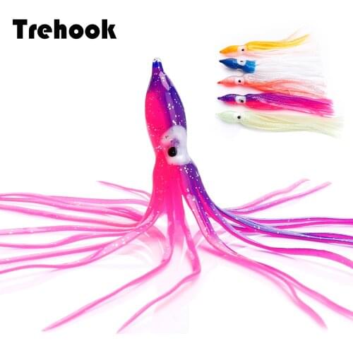 TREHOOK 5pcs/Lot 15cm Luminous Squid Skirts Soft Lure Big Octopus Sea Fishing Lures Wobblers Silicone Bait For Fishing Jig Head