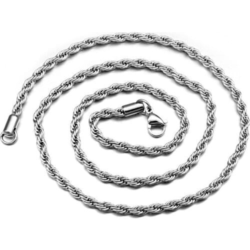 RIR 1 PCS Twist Necklace Gold Tone Fashion Simple Charm 2.5mm And 4mm Twist Chain In Stainless Steel For Choker Jewelry