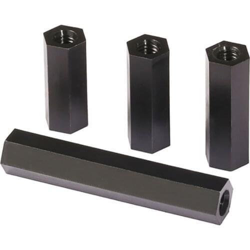 Black Nylon Hexagonal Double Pass Nylon Column Plastic Flat Head Support Column M3 M4