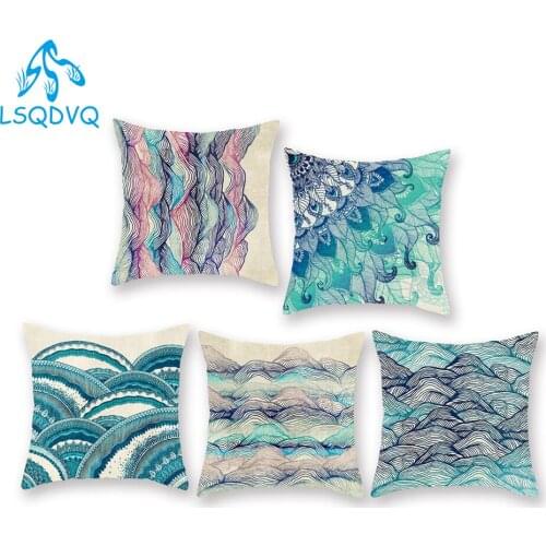 Mandala Pattern Blue Polyester Throw Pillow Cushion Cover Car Decor Home Decoration Sofa Decorative Pillowcase for Living Room