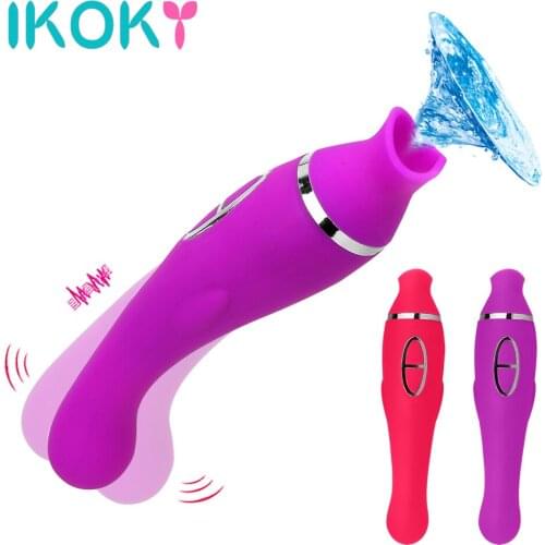 IKOKY Blowjob Nipple Sucking Tongue Clitoris Stimulator Pussy Pump Vagina Vibrator Sex Toys for Women Adult Products
