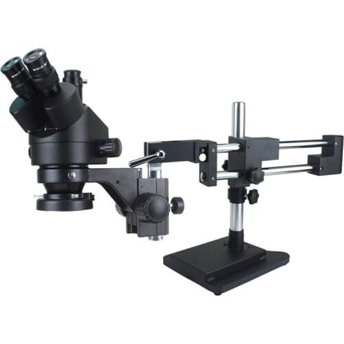 Double Boom Stand Zoom Trinocular Stereo Microscope for Mobile Phone PCB Soldering 7-45X black