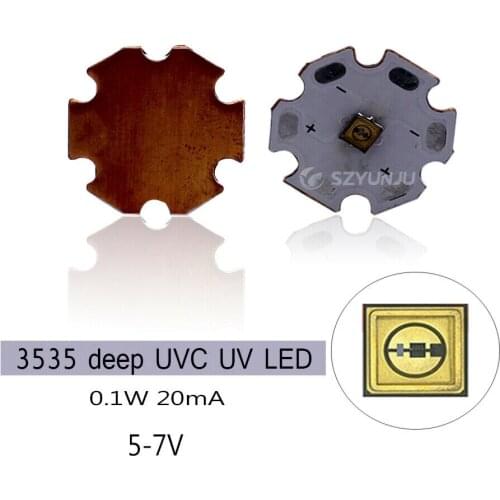 3535 0.1W UVC UV LED 265nm 275nm 310nm Deep violet ultraviolet light 5V-7v with 20mm copper PCB