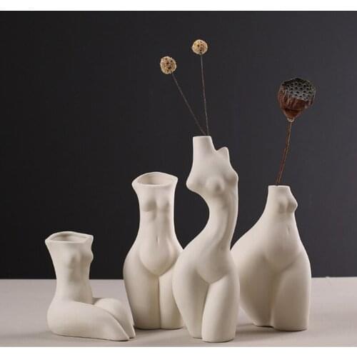 Body Vases Ceramic Body Shaped Sculptures Pot Innovative Arrangement Modern Vases for Home Office Decoration BS