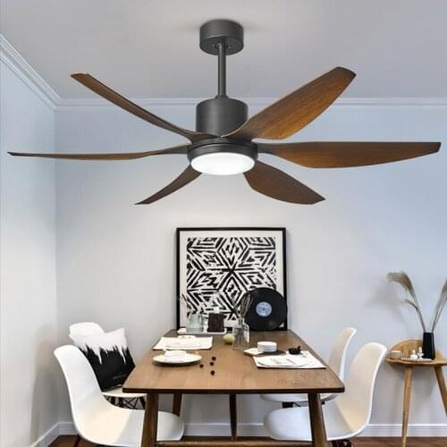 American fan lamp LED modern simple living room dining room light remote control ceiling fan six leaf 54 inch LED electric fan