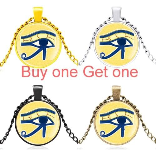 Vintage Eye of Horus Design Glass Dome Charm High Quality Pendant Necklace Jewelry Men Women Accessories Gifts