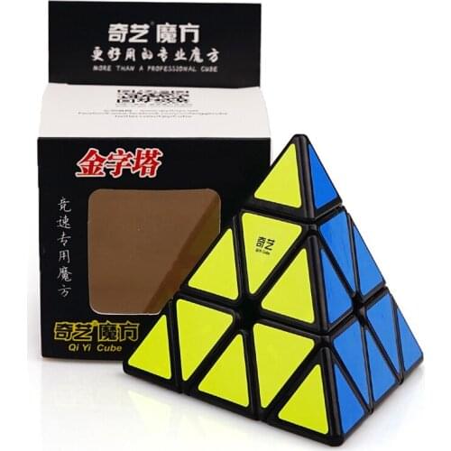 WintopCubes QiMing Pyramid 3x3 Cube Stickerless Magic Cube magicos Kid Toys High Speed Puzzle Toy MoFangGe Pyramid Speed Cube