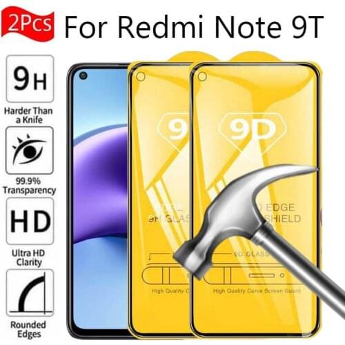 2Pcs 9D Full Cover For Xiaomi Redmi Note 9T 10 9 Pro 9A 9C Protective Glass on Xiomi Redme Note 9T Glass Screen Protectors Armor