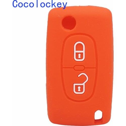 Cocolockey 2 Button Silicone Car Key Case for PEUGEOT 206 207 307 308 407 408 for Citroen C2 C3 C4 C4L C5 C6 Quatre Protector
