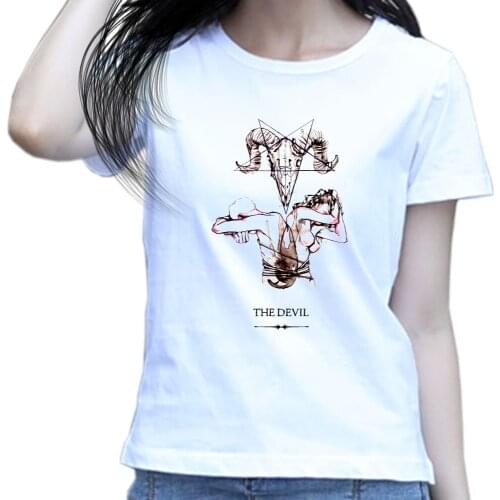 Women T Shirt Satan Death Demon Harajuku Scary Horror Satanism Reaper Grim Baphomet Satanist Evil Printing Clothes Apparel Girl