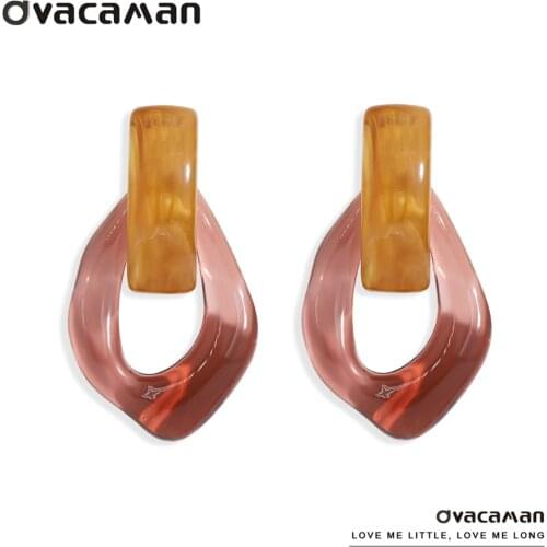 Dvacaman Vintage Resin Irregular Oval Statement Earrings for Women Acrylic Geometric Drop Earrings Fashion Jewelry Dropshipping