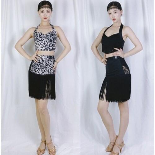 Latin Dance Costume Women Fringe Skirt Sexy Lace Black Tassels Samba Salsa Skirts Adult Latin Practice Dance Wear Lady DNV14441
