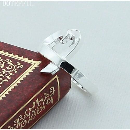 DOTEFFIL 925 Sterling Silver Simple Open Heart Ring For Women Wedding Engagement Party Fashion Charm Jewelry