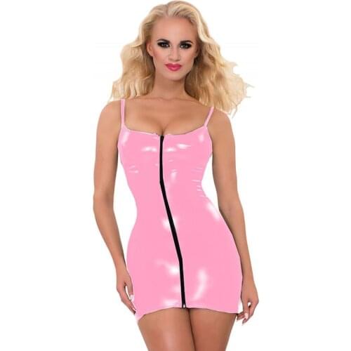 Women Sexy Dress Mini Bodycon Clubwear Tank Vest with Zipper Maxi Dresses for Women Plus Size 7XL Fashion Beachwear for Ladies